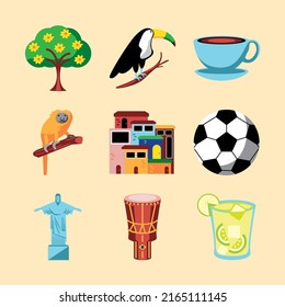 set of brazil flat design