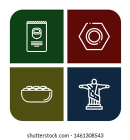 Set of brazil icons such as Nuts, Nut, Pistachio, Christ the redeemer , brazil