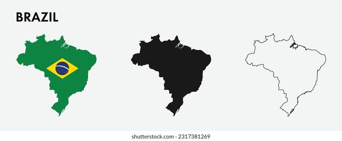 Set of Brazil map isolated on white background, vector illustration design
