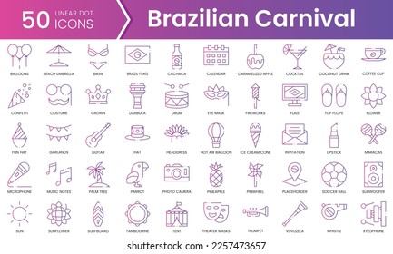 Set of brazilian carnival icons. Gradient style icon bundle. Vector Illustration