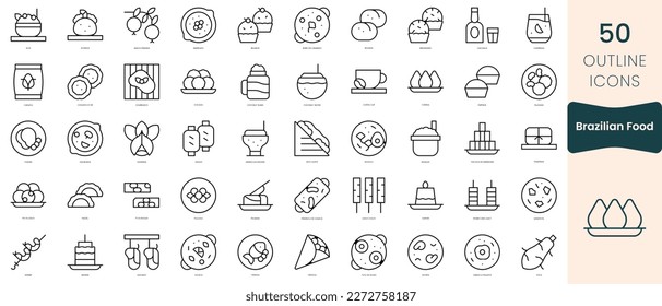 Set of brazilian food icons. Thin linear style icons Pack. Vector Illustration