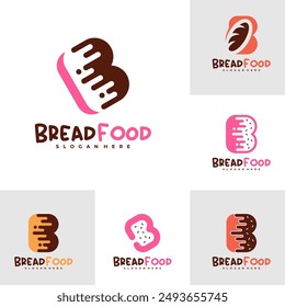 Set of Bread with B logo vector template, Creative Bread fast logo design concepts