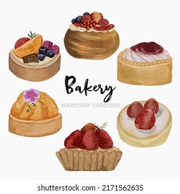 Set of bread and bakery products items for coffee shop elements and bakery showcase. Bakery Illustration in a flat style for cafe menu.