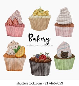 Set of bread and bakery products items for coffee shop elements and bakery showcase. Bakery Illustration in a flat style for cafe menu.