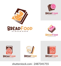 Set of Bread book logo vector template, Creative Book bread logo design concepts