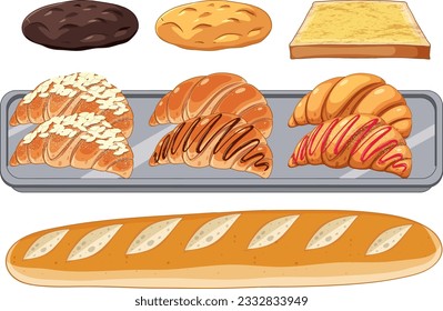 Set of bread and breakfast illustration