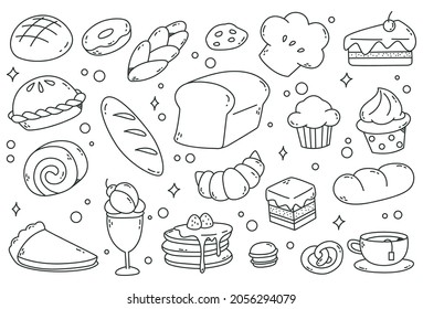 Set of Bread and Cake Doodles