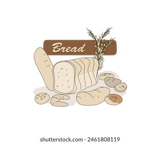 Set of bread cartoon illustration