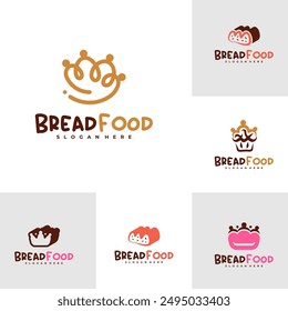 Set of Bread crown logo vector template, Creative King bread logo design concepts