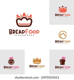 Set of Bread crown logo vector template, Creative King bread logo design concepts