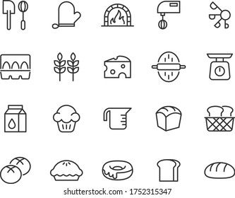 set of bread icons, flour, bakery
