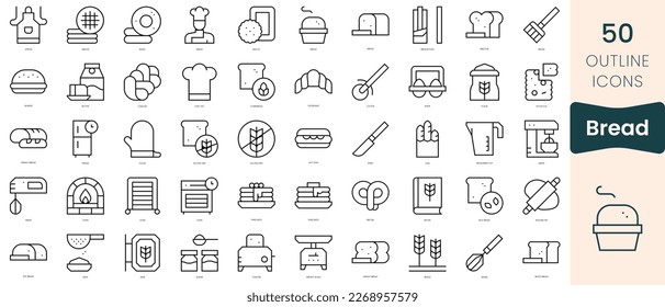 Set of bread icons. Thin linear style icons Pack. Vector Illustration