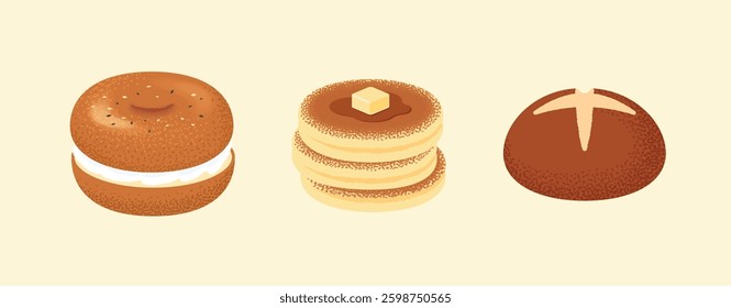 set of bread illustration, homemade bakery, fresh bread