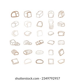 set of bread illustration line art