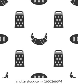Set Bread loaf , Croissant  and Grater  on seamless pattern. Vector