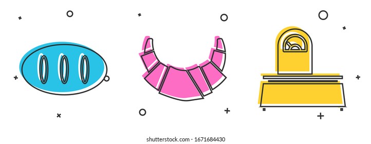 Icono Set Bread Loaf , Croissant and Scales. Vector