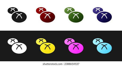 Set Bread loaf icon isolated on black and white background.  Vector