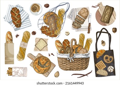 Set of breads in different packaging.