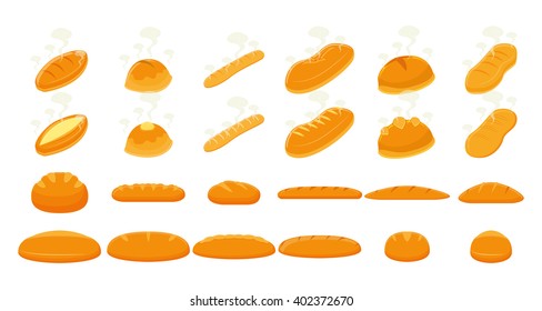 Set of breads on a white background