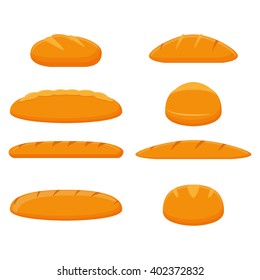 Set of breads on a white background 