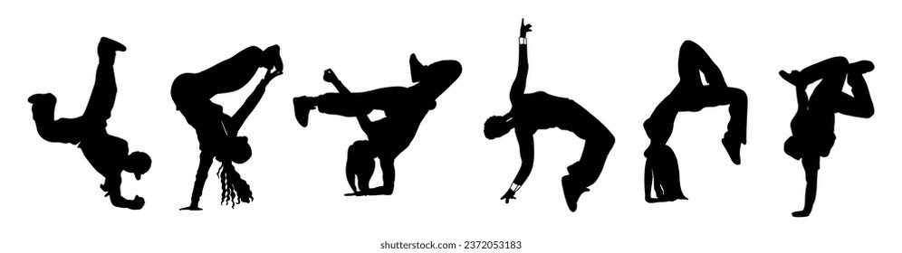 Set of Break Dancers in different poses vector.