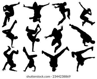 Set of Breakdancing silhouette vector art