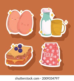 set of breakfast cartoon design