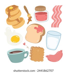 Juego de Desayuno Doodle Clipart