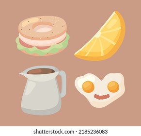 Set mit Frühstückskartoon