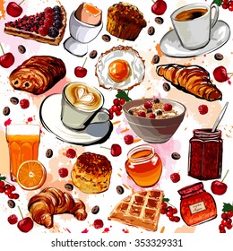 Set of breakfast food - vector illustration