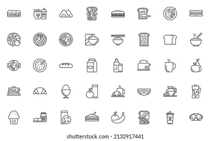 set of breakfast icons, food,  drinks, bakery