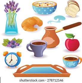 Set of breakfast icons isolated on white background. Vector illustration