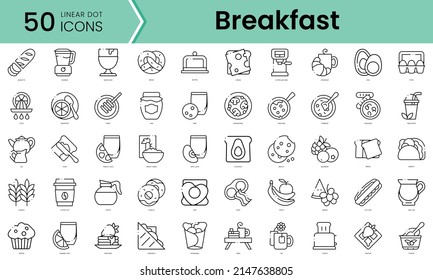 Conjunto de iconos del desayuno. Conjunto de iconos de estilo de arte de línea. ilustración vectorial