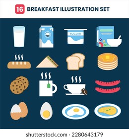 Set Of Breakfast Illustrations, Suitable For Use On Posters, Menus, Templates, Books And More.