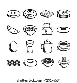 Set of breakfast items