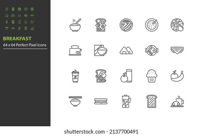 set of breakfast line icons