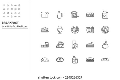 set of breakfast line icons
