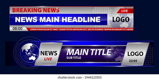 set of breaking news template tv or banner template hot news for broadcasting or live report streaming television concept. 
