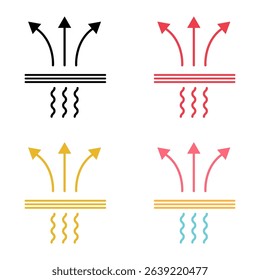 Set of Breathable resistant icon, waterproof material protection sign, web vector illustration .