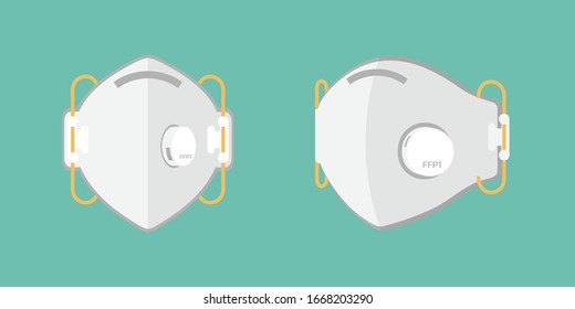 Atemschutzmasken mit Atemschutzmasken, Atemschutzbrille, Luftverschmutzung, Krankheitserreger, Virusprävention, Grippe- und Fieberschutz, Vektorillustration-Illustration