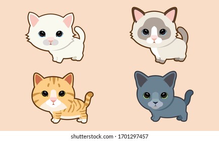 set breed cute kittens. Vector illustration