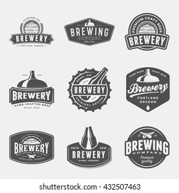 Set Of Brewery Labels, Badges And Design Elements. Vector Illustration