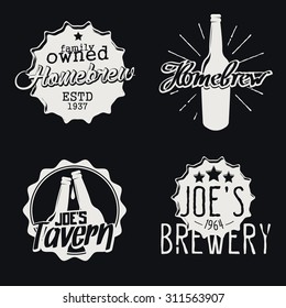 Set of brewery labels. Homebrew badges, icons and design templates. Vector.