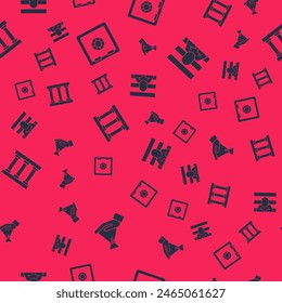 Set Bribe money bag, Safe, Prison window and Prisoner on seamless pattern. Vector