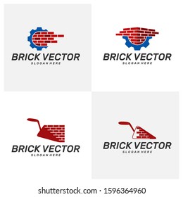 Set of Brick Building logo design vector, Brickwork simple modern logo template, Emblem, Design Concept, Creative Symbol, Icon