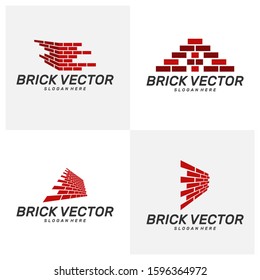 Set of Brick Building logo design vector, Brickwork simple modern logo template, Emblem, Design Concept, Creative Symbol, Icon