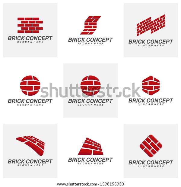 Set Brick Building Logo Design Vector Stock Vector (Royalty Free ...