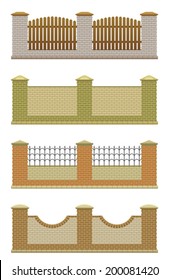 Set of brick fence