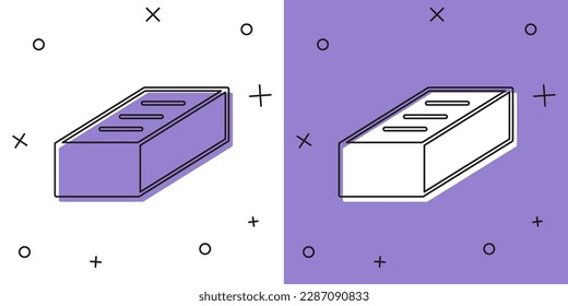 Set Brick icon isolated on white and purple background.  Vector