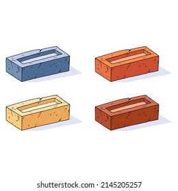 Set brick icon. Vector illustration of  colored brick. 